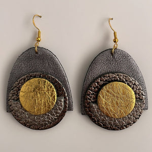 USNJENI UHANI MAME- ZLATI / HANDMADE LEATHER EARRINGS MAME-GOLD
