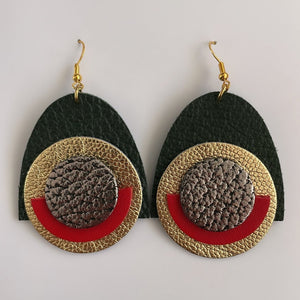 USNJENI UHANI MAME- ZLATI / HANDMADE LEATHER EARRINGS MAME-GOLD