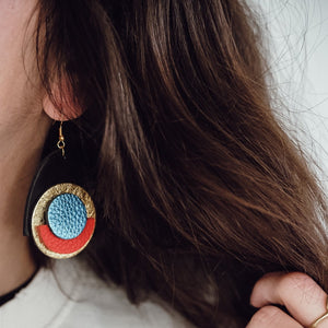 USNJENI UHANI MAME- ZLATI / HANDMADE LEATHER EARRINGS MAME-GOLD