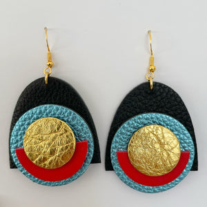USNJENI UHANI MAME- ZLATI / HANDMADE LEATHER EARRINGS MAME-GOLD