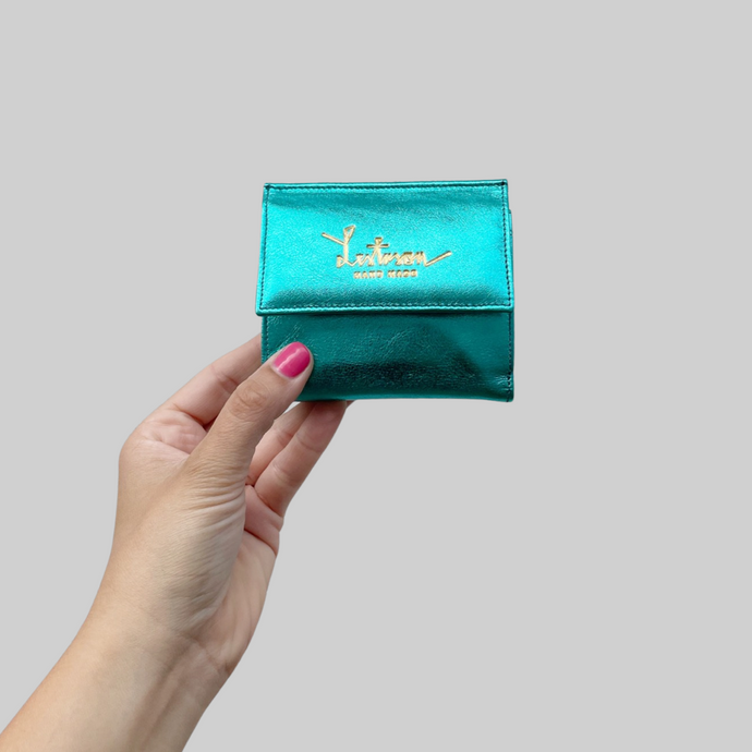 MINI WALLET-METALLIC TURQUOISE