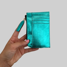 Load image into Gallery viewer, CARD-ETUI WALLET- METALLIC TURQUOISE