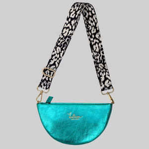 MOON CLUTCH BAG -METALLIC TURQUOISE