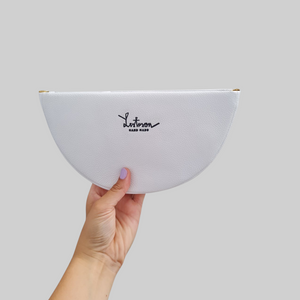 MOON CLUTCH BAG - WHITE/black logo